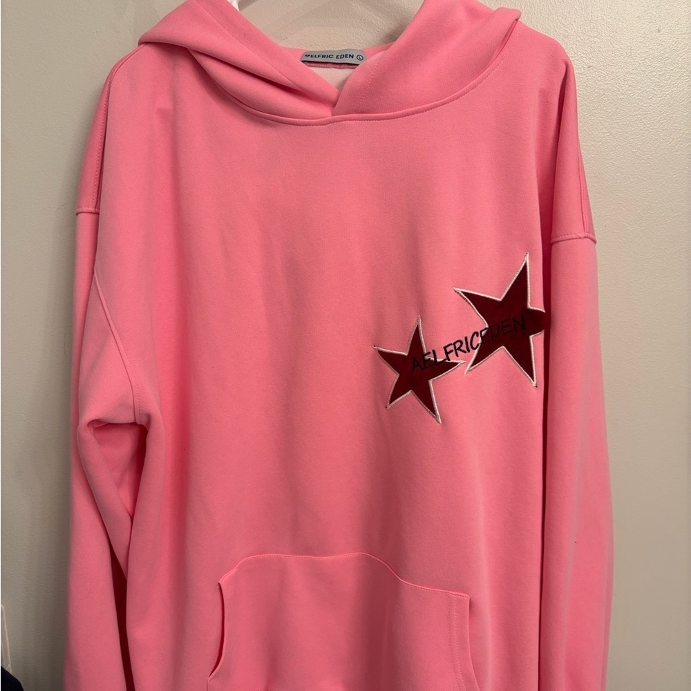 Aelfric Eden Vibrant Pink Hoodie large woman's logo